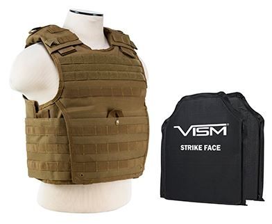 Vism  Series Expert Plate Carrier w/ Two 10in X12in Soft Ballistic Panels Tan - Vism