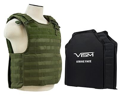 Vism  Series Quick Release Plate Carrier includes two BSC1114 Ballistic Soft Panels Green - Vism