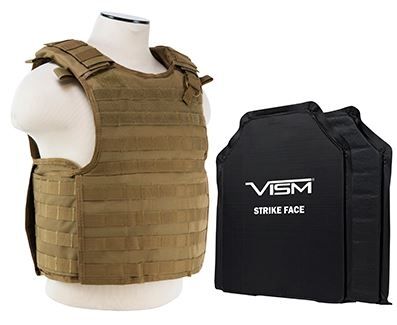 Vism  Series Quick Release Plate Carrier includes two BSC1114 Ballistic Soft Panels Tan - Vism