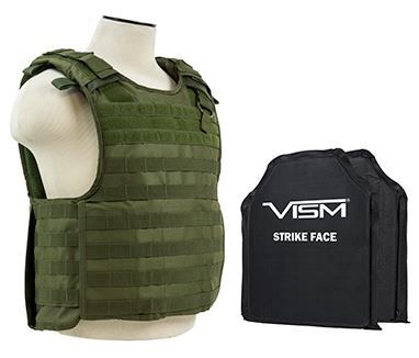 Vism  Series Quick Release Plate Carrier includes two BSC1012 Ballistic Soft Panels Green - Vism