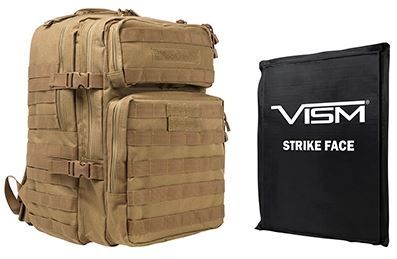 Vism  Series Assault Backpack with Ballistic Soft Panel-Rectangle Cut 11in X14in Tan - Vism
