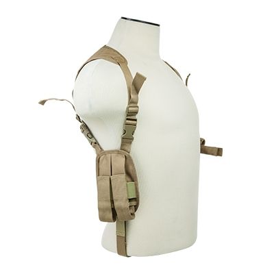 VISM Ambidextrous Horizontal Shoulder Holster/Double Magazine Holder/Tan TAN - Vism