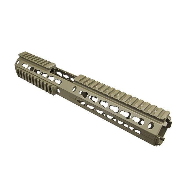 VISM AR15 Keymod Handguard/ Two Piece/ Drop In Fit/ Carbine Extended Handguard Length/ 13 L Tan - Vism