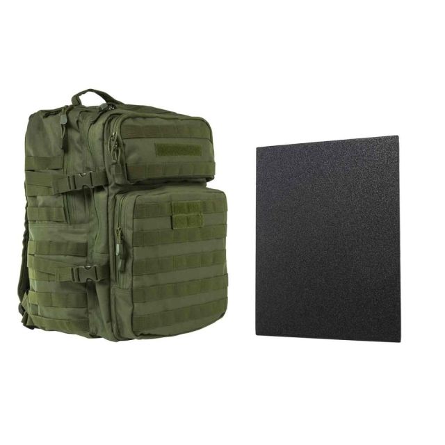 Vism Assault Backpack w/11x14in Level IIIA Hard Ballistic Plate Green - Vism