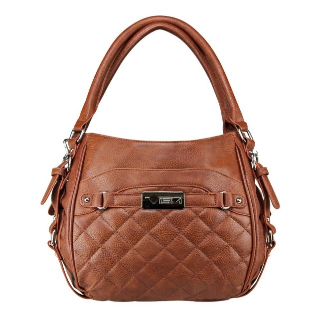 Vism Concealed Carry Quilted Hobo Medium Bag Brown - Vism