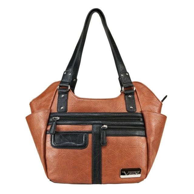 Vism Concealed Carry Hobo Bag Large Brown w/Black Trim - Vism