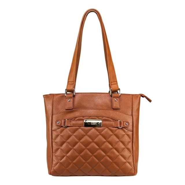 Vism Concealed Carry Quilted Tote Bag Brown - Vism