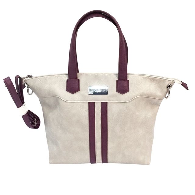 Vism Concealed Carry Satchel Bag Off White w/Burgundy - Vism