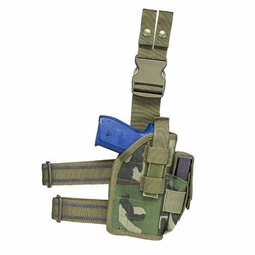 VISM Drop Leg Holster System Right Hand Woodland Camo - Vism