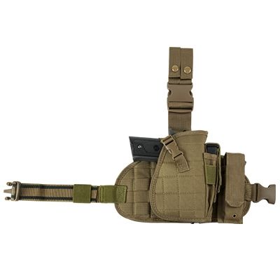 VISM  Drop Leg MOLLE Panel/Holster/Pistol Magazine Pouch Tan - Vism