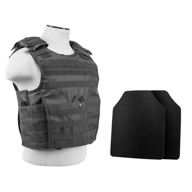 Vism Expert Plate Carrier Vest w/2 10x12in Level IIIA Shooters Cut Hard Ballistic Panels Urban Gray Large - Vism