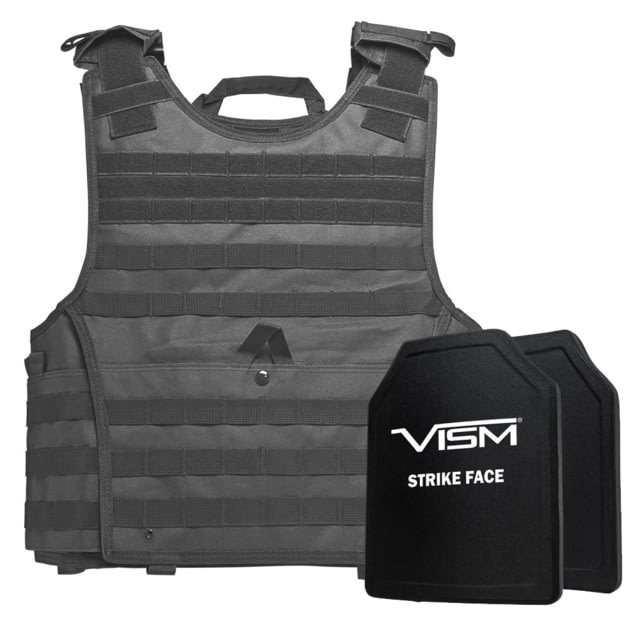 VISM Expert Plate Carrier Vest w/ Two 10''x12'' Shooters Cut Hard PE Ballistic Panels Urban Gray 2XL - Vism