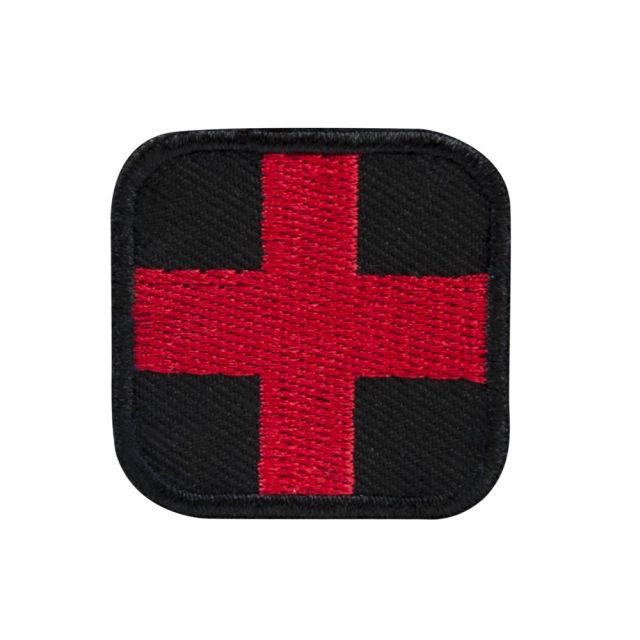 Vism First Aid Patch 1.5x1.5 Hook Fastener Backing Black/Red - Vism