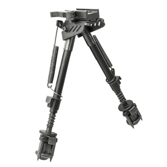 Vism KPM Spring Loaded Aluminum Bipod Black w/Keymod/Mlok/Picatinny Mounting System - Vism