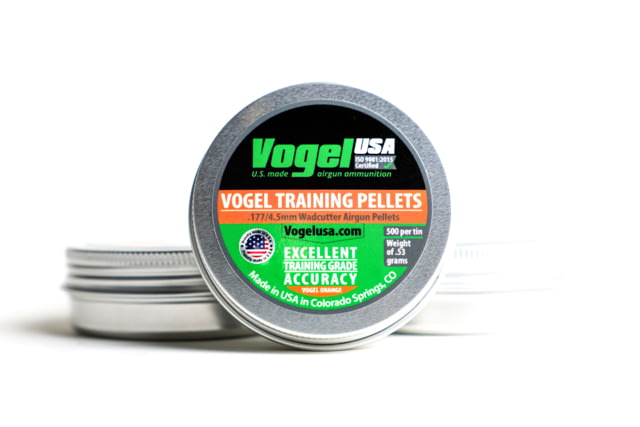 Vogel Airgun .177 Cal Training Pellets .53 Gram 500 count Silver .177 wadcutter training tin - Vogel