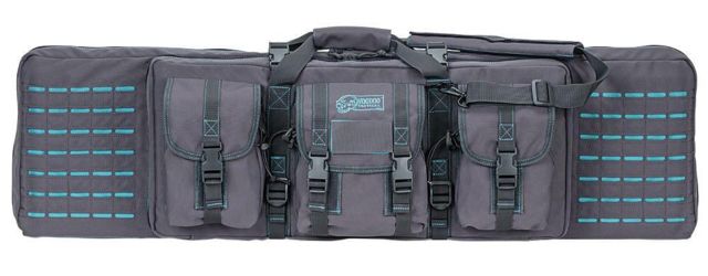 Voodoo Tactical 42in Padded Weapons Case w/Die Cut MOLLE Gray/Teal 42in - Voodoo Tactical