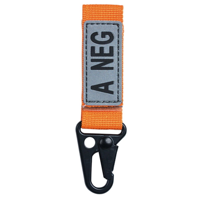 Voodoo Tactical Embroidered Blood Type Tags A- Black Letters Hi-Viz Orange Webbing - Voodoo Tactical