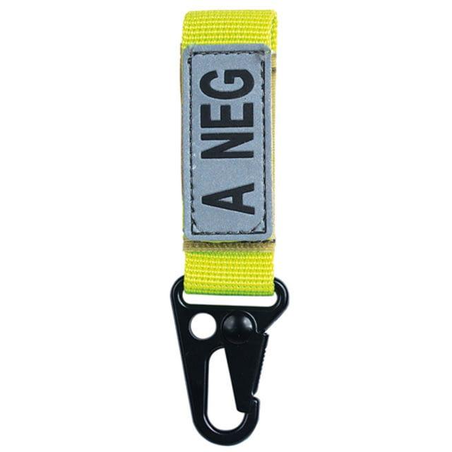 Voodoo Tactical Embroidered Blood Type Tags A- Black Letters Hi-Viz Yellow Webbing - Voodoo Tactical