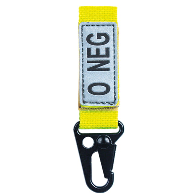 Voodoo Tactical Embroidered Blood Type Tags O- Black Letters Hi-Viz Yellow Webbing - Voodoo Tactical