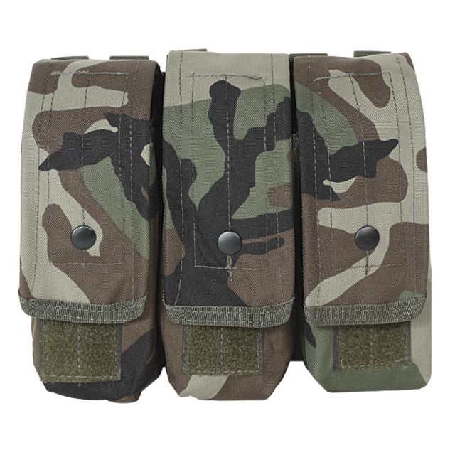 Voodoo Tactical M4/AK47 Mag Pouch - Triple Woodland Camo - Voodoo Tactical