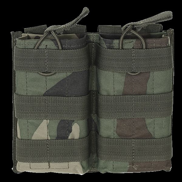 Voodoo Tactical M4/M16 Open Top Mag Pouch W/ Bungee System - Triple Woodland Camo - Voodoo Tactical