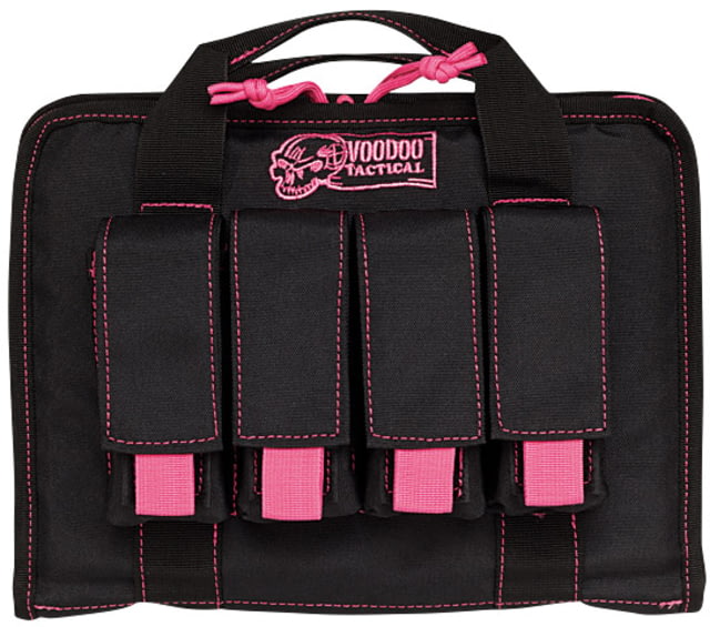 Voodoo Tactical Pistol Case w/ Mag Pouches Black/Pink - Voodoo Tactical