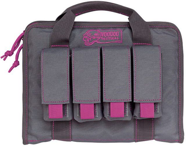Voodoo Tactical Pistol Case w/ Mag Pouches Gray/Purple - Voodoo Tactical
