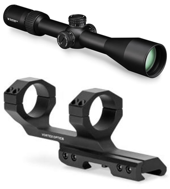 Vortex Diamondback Tactical 6-24x50 mm Rifle Scope, 30 mm Tube, FFP, Black, Hard Anodized, Non-Illuminated EBR-2C MRAD Reticle, Mil Rad Adjustment, w/ 30mm Cantilever Mount, 2in Offset, DBK-10029-KIT1