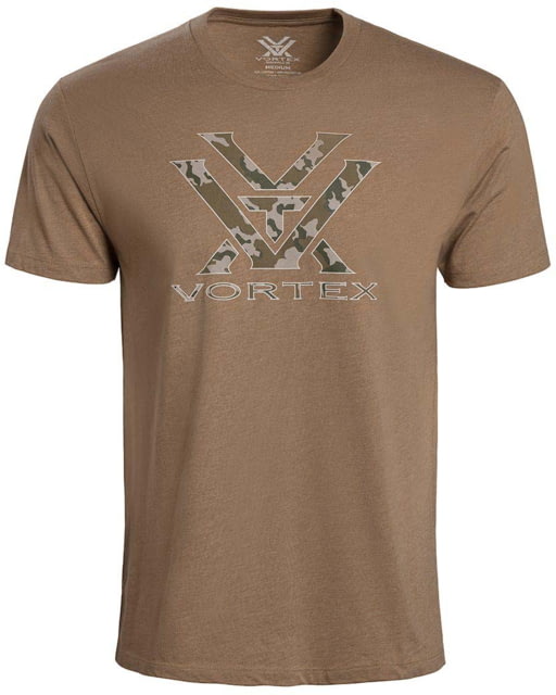 Vortex Camo Logo Short Sleeve T-Shirts - Men's Coyote Heather L