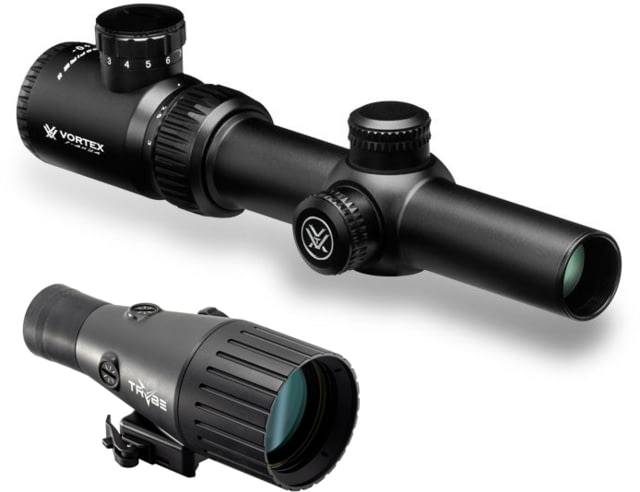 Vortex Crossfire II 1-4x24mm Rifle Scope, 30 mm Tube, SFP, V-Brite Reticle, Anodized Black w/ TRYBE Optics Enhancer Magnification Quadrupler, CF2-31037-KIT2