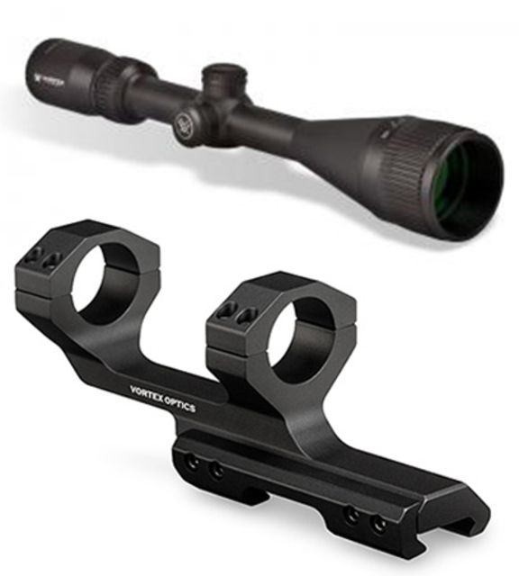 Vortex Crossfire II AO 4-12x50 mm Rifle Scope, 1 in Tube, SFP, Black, Hard Anodized, Non-Illuminated Dead-Hold BDC Reticle, MOA Adjustment, w/ 1in Cantilever Mount, 2in Offset, CF2-31023-KIT1