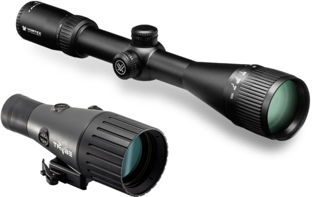 Vortex Crossfire II AO 6-24x50mm Rifle Scope, 30mm Tube, Second Focal Plane, Non-Illuminated Dead-Hold BDC Reticle and TRYBE Optics Enhancer Rifle Scope Magnification Quadrupler