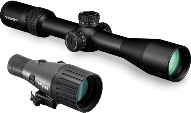 Vortex Diamondback Tactical FFP 4-16x44mm Rifle Scope, 30mm Tube, First Focal Plane, Non-Illuminated EBR-2C MOA Reticle and TRYBE Optics Enhancer Rifle Scope Magnification Quadrupler