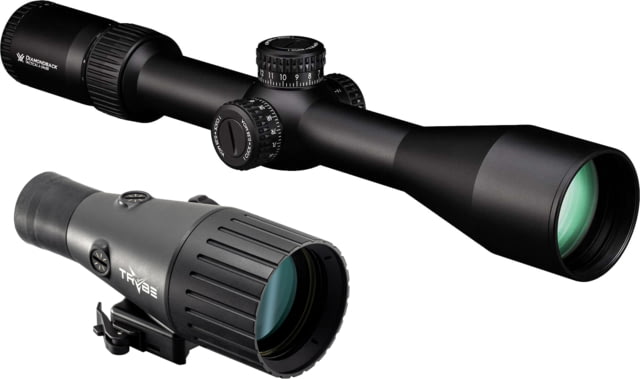 Vortex Diamondback Tactical 6-24x50mm Rifle Scope, 30mm Tube, First Focal Plane, Non-Illuminated EBR-2C MOA Reticle and TRYBE Optics Enhancer Rifle Scope Magnification Quadrupler