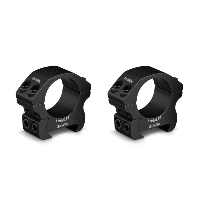 Vortex Pro Series 1 inch Rifle Scope Rings, Weaver/Picatinny, Low Height, 0.75 inch, Black, PR1-L