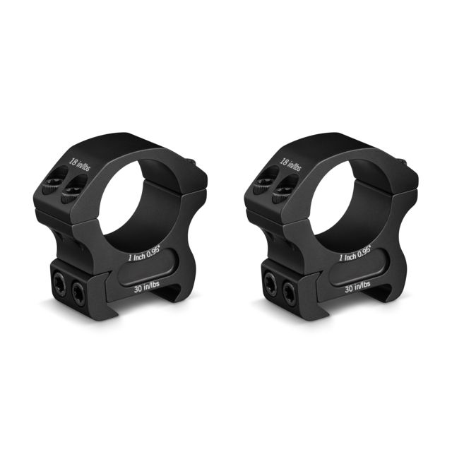 Vortex Pro Series 1 inch Rifle Scope Rings, Weaver/Picatinny, Medium Height, 0.95 inch, Black, PR1-M