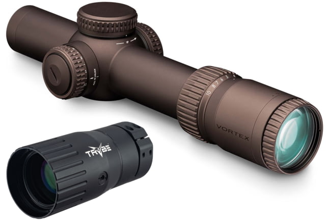 Vortex Razor HD Gen III 1-10x24 mm Rifle Scope, 34 mm Tube, First Focal Plane, Stealth Shadow, Hard Anodized, Red EBR-9 MOA Reticle, MOA Adjustment, w/ TRYBE Optics Enhancer, RZR-11001-KIT1