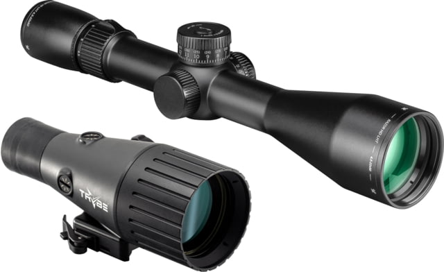 Vortex Razor HD LHT 4.5-22x50mm Rifle Scope, 30mm Tube, First Focal Plane, Red XLR-2 MOA Reticle and TRYBE Optics Enhancer Rifle Scope Magnification Quadrupler