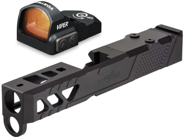 Vortex Viper 1x24mm 6 MOA Red Dot Sight Black Viper Red Dot and TRYBE Defense Pistol Slide Glock 26 Gen 3/4 Viper Cut Version 2 Black Cerakote - Vortex