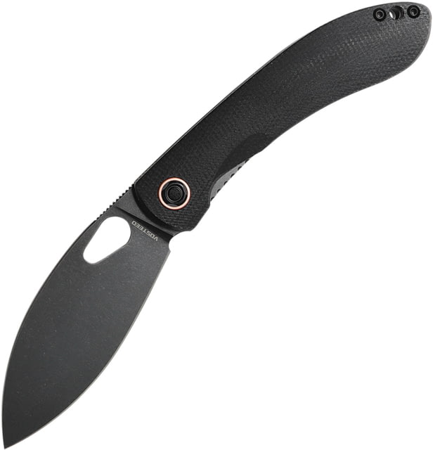 Vosteed Nightshade TH Folding Knife 4.25in Closed 3.25in Black Stonewash Nitro V Steel Blade Black Canvas Micarta Handle Thumb Hole