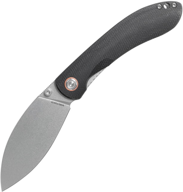 Vosteed Nightshade Folding Knife 4.25in Closed 3.25in Stonewash Nitro V Steel Blade Black Canvas Micarta Handle Thumb Stud