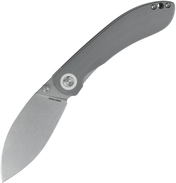 Vosteed Nightshade Folding Knife 4.25in Closed 3.25in Stonewash Nitro V Steel Blade Gray G10 Handle Thumb Stud