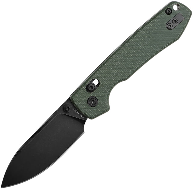 Vosteed Raccoon Folding Knife 3.25in 14C28N Black Stonewash Drop Point Blade Green Canvas Micarta Handle