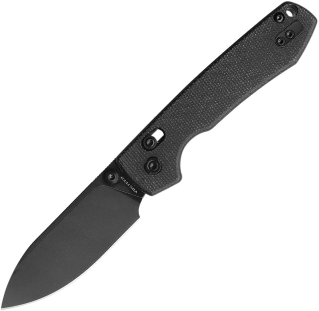 Vosteed Raccoon Crossbar Lock Folding Knife 3.25in 14C28N Black Stonewash Drop Point Blade Black Micarta Handle