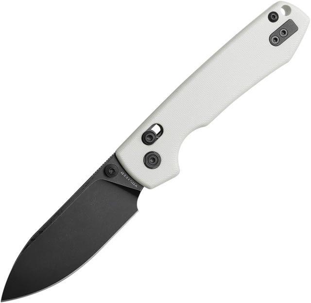 Vosteed Raccoon Folding Knife 3.25in 14C28N Black Stonewash Drop Point Blade White G10 Handle