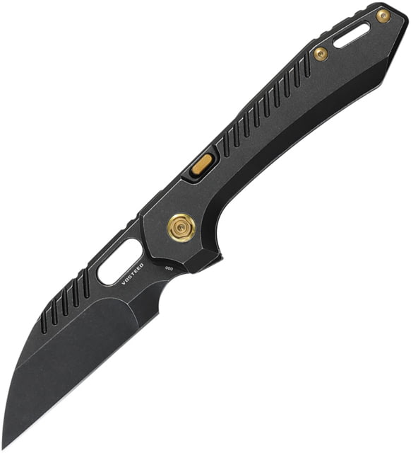 Vosteed RSKAOS Top BSW Wharncliffe Folding Knife 5in Closed 3.5in Black Stonewash Bohler M390 SS Wharncliffe Blade Black PVD Coated Titanium Handle