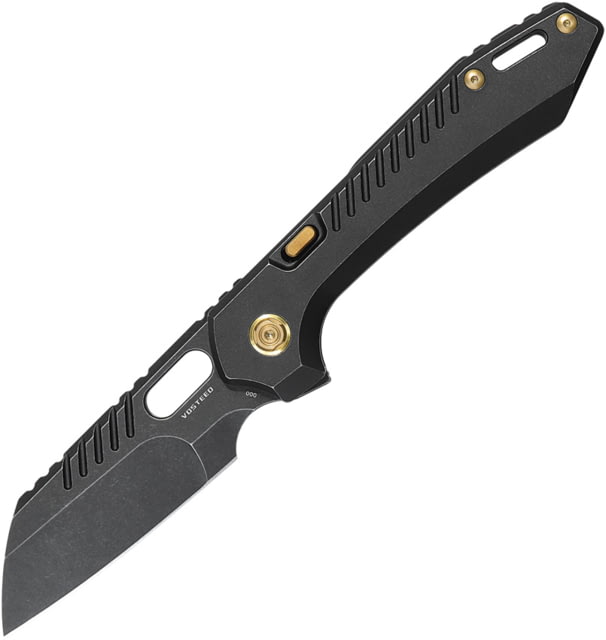 Vosteed RSKAOS Top BSW Sheepsfoot Folding Knife 5in Closed 3.5in Black Stonewash Bohler M390 SS Sheepsfoot Blade Black PVD Coated Titanium Handle