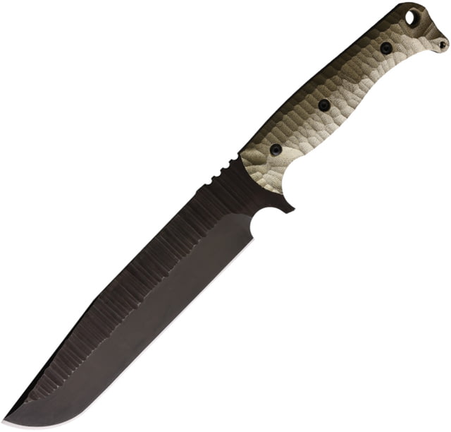 Wachtman Knife & Tool Grandmaster OD Fixed Blade Knife 15in Overall 9in Black Oxide 80CrV2 Carbon Steel Blade OD Green Sculpted Micarta Handle Kydex - Wachtman Knife & Tool