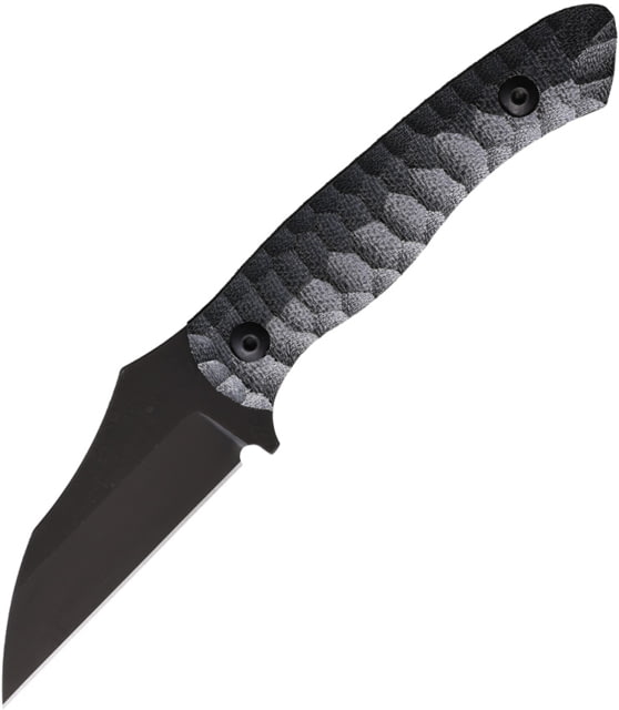 Wachtman Knife & Tool Kliff Flat Grind Fixed Blade Knife 6.63in Overall 2.75in Black Oxide 80CrV2 Carbon Steel Wharncliffe Blade Black Canvas Micarta