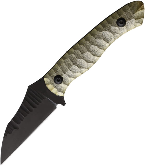 Wachtman Knife & Tool Kliff Stone Grind OD Fixed Blade Knife 6.63in Overall 2.75in Black Oxide 80CrV2 Carbon Steel Wharncliffe Blade OD Green Canvas - Wachtman Knife & Tool
